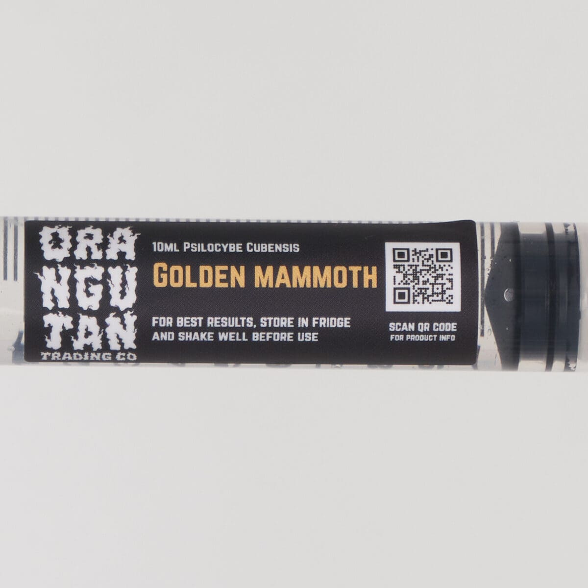 Close up of Orangutan Trading Co Golden Mammoth spore syringe