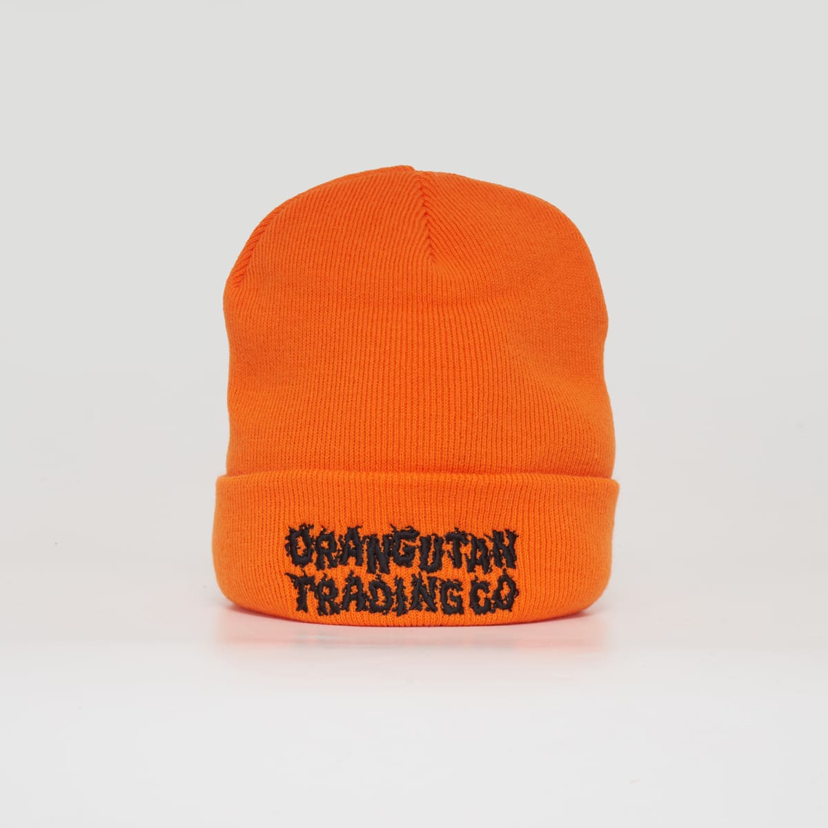 Orangutan Trading Co's Orange Beanie, front view